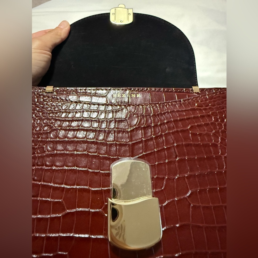 Sezane CLAUDE BAG CHOCOLATE CROCODILE PRINT - Picture 13 of 14